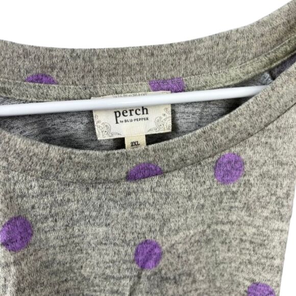 Perch by Blu Pepper NWOT Polka Dot Purple & Gray Sweatshirt Size 2XL - Picture 5 of 5